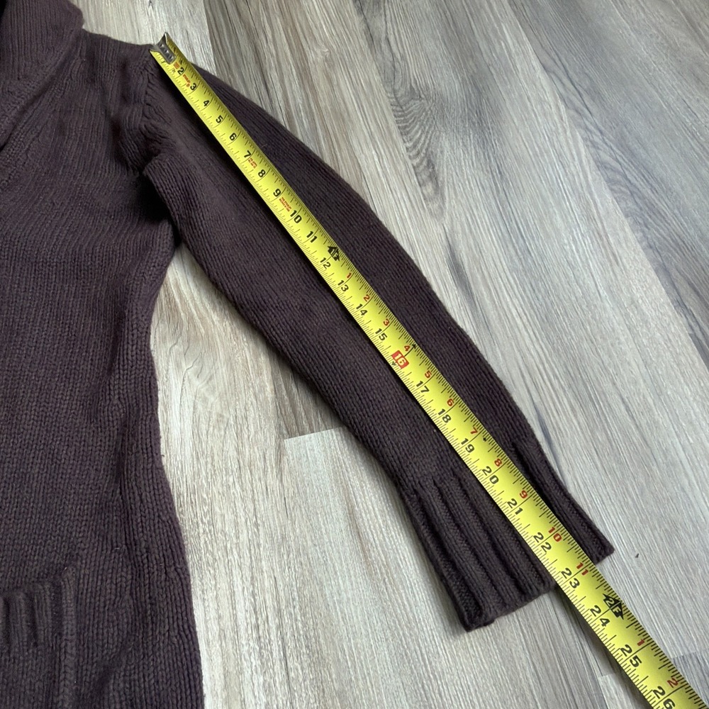 Vintage Y2K 2 Pocket Toggle Knit Long Cardigan Sweater Brown Cozy Modest XS - Picture 5 of 5